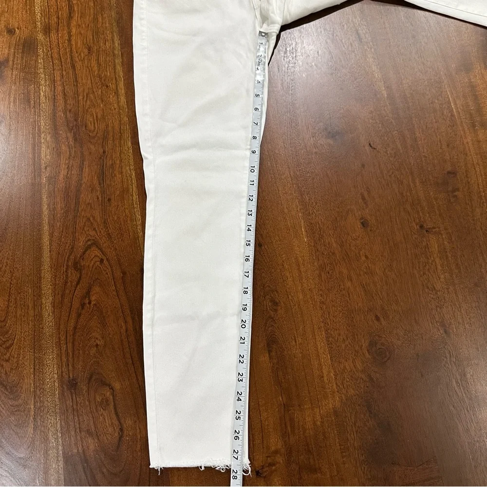 Mother The Looker Ankle Fray Crop Jean in Glass Slipper White Size 28